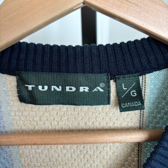 Vtg Tundra Canada Cosby Style Blue Yellow V Neck Pullover Sweater Mens L *NOTE - Picture 3 of 7